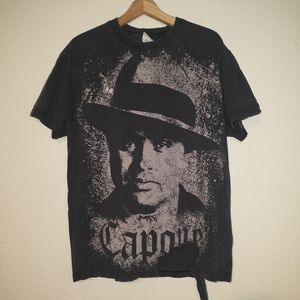 Al Capone Mobster Mafia Vintage Black Graphic T-Shirt Large